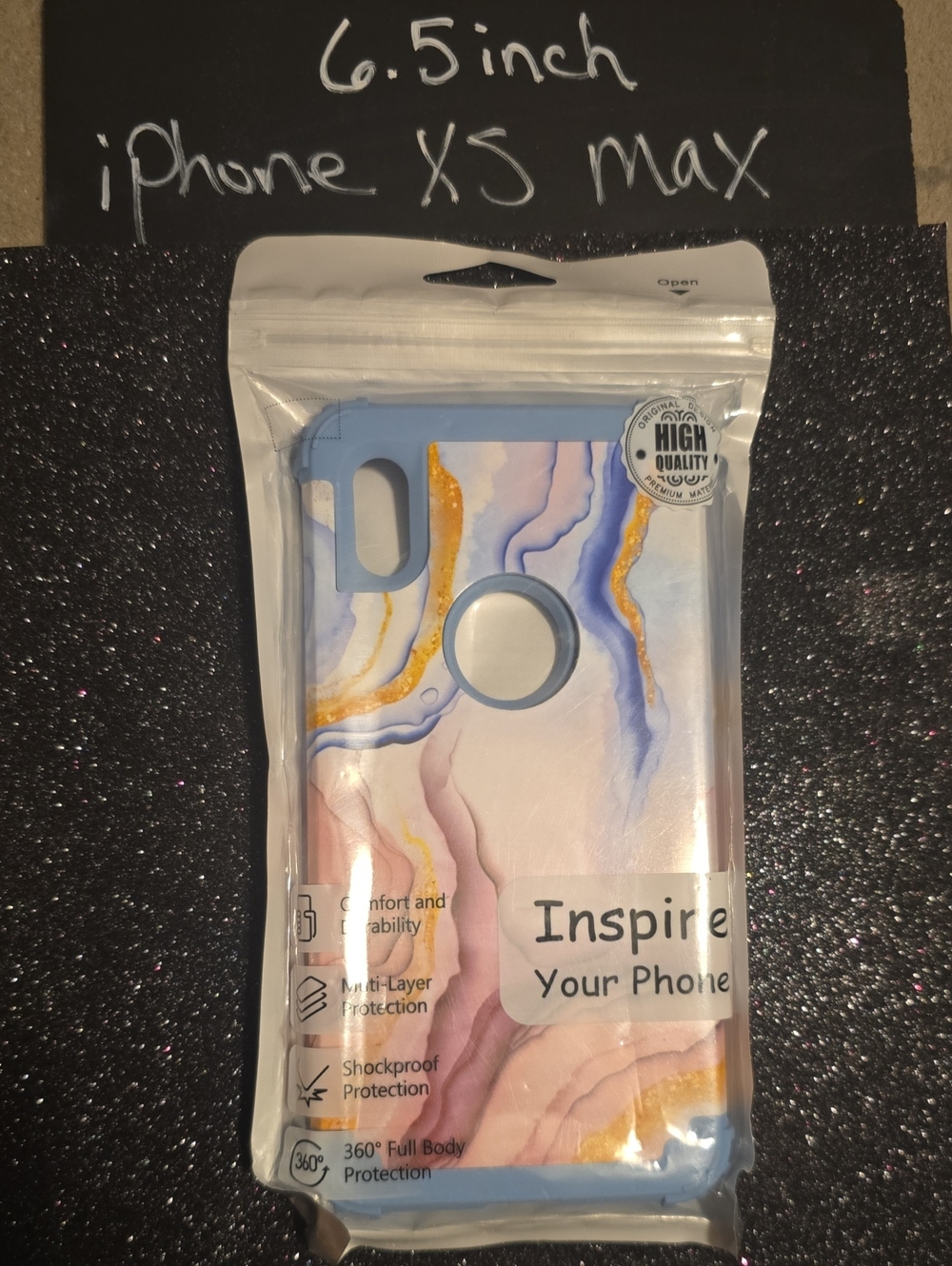 Inspire Marble Watercolor iPhone XS Max Case NWT - Blue & Gold